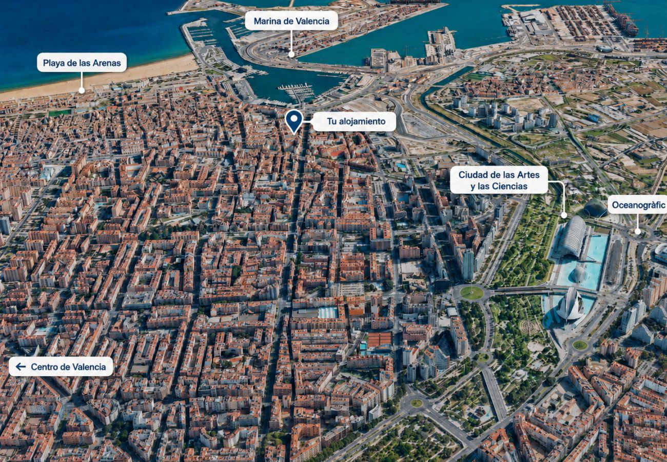 Studio à Valence / Valencia - Port Suite IV | 3 Viajeros | AC & WiFi | 15 min Ciudad Artes