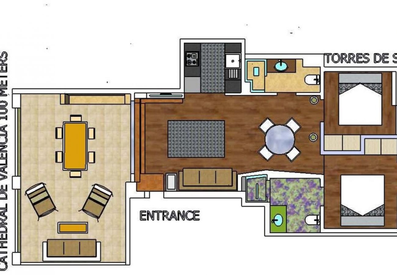 Appartamento a Valencia / València - CENTER-2BR, 2BA-ATTIC-TERRACE,VIEW, WI-FI, A/C 