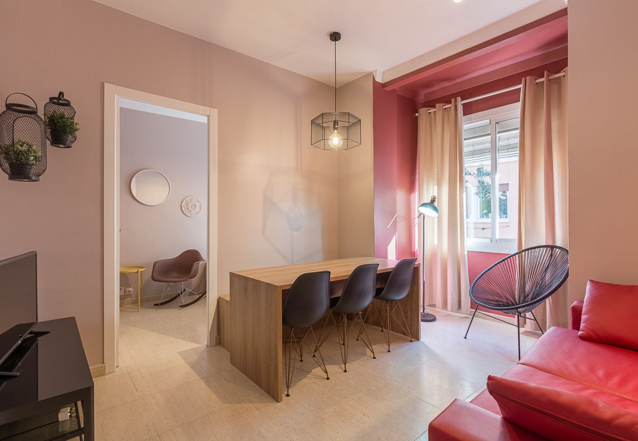 Woonkamer in het appartement Plaza España centrum Barcelona